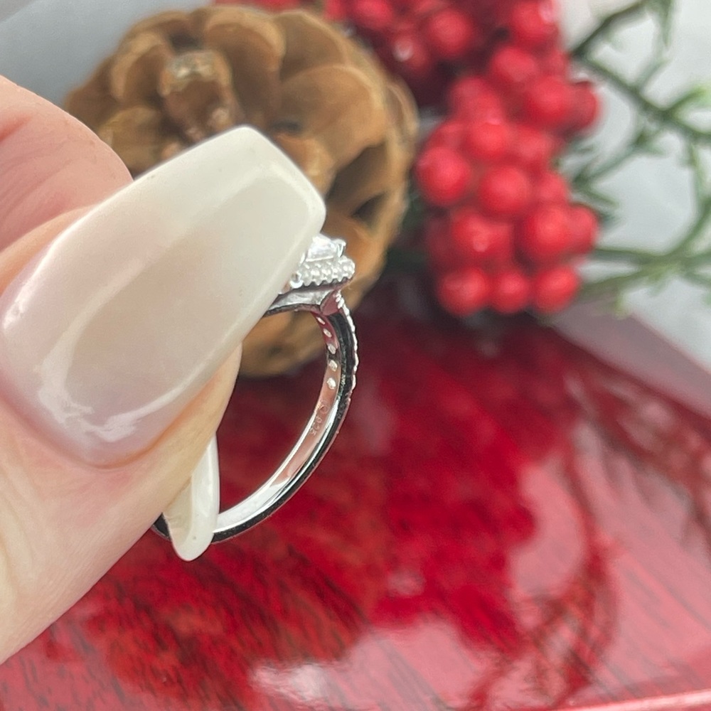 Solid 925 Sterling Silver Clear Crystal Engagemen… - image 3